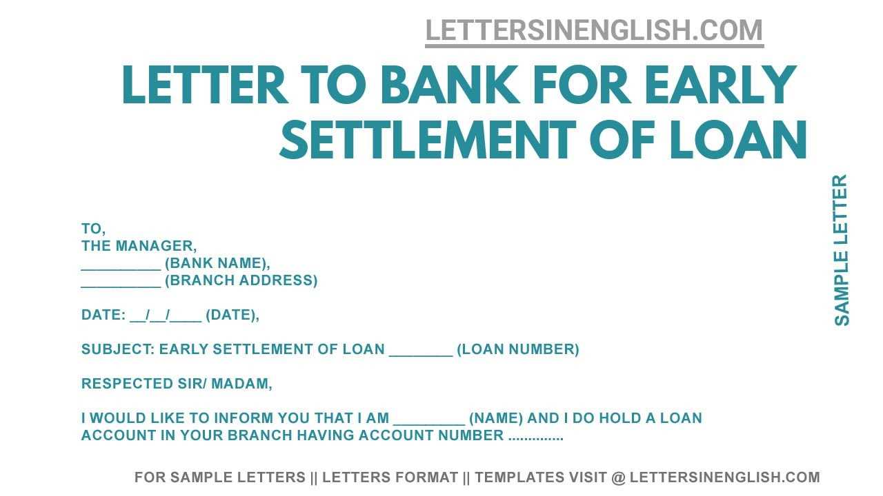 loan settlement letter template