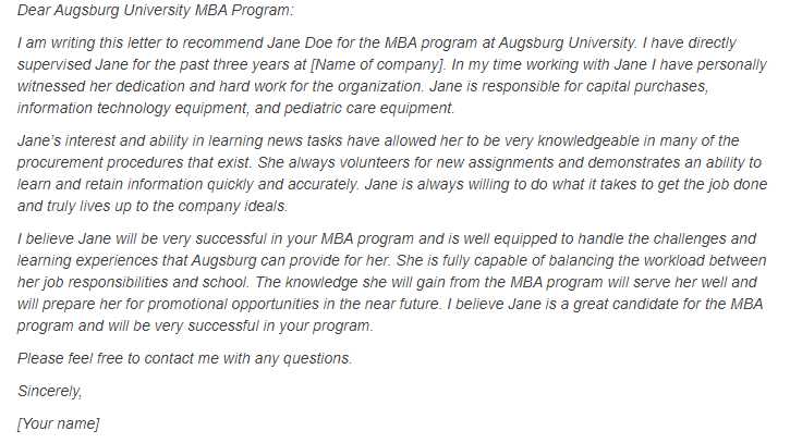 mba reference letter template