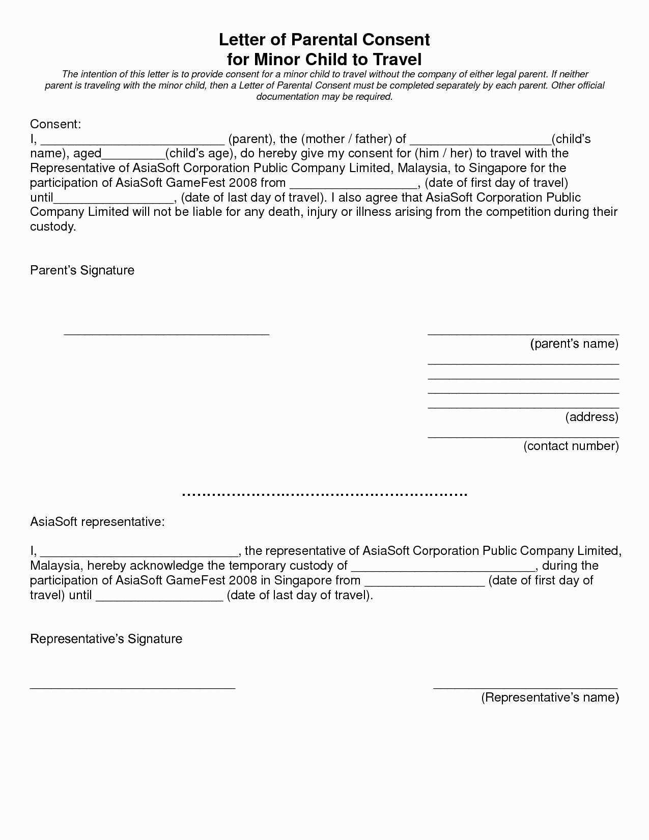 medical consent letter for grandparents template