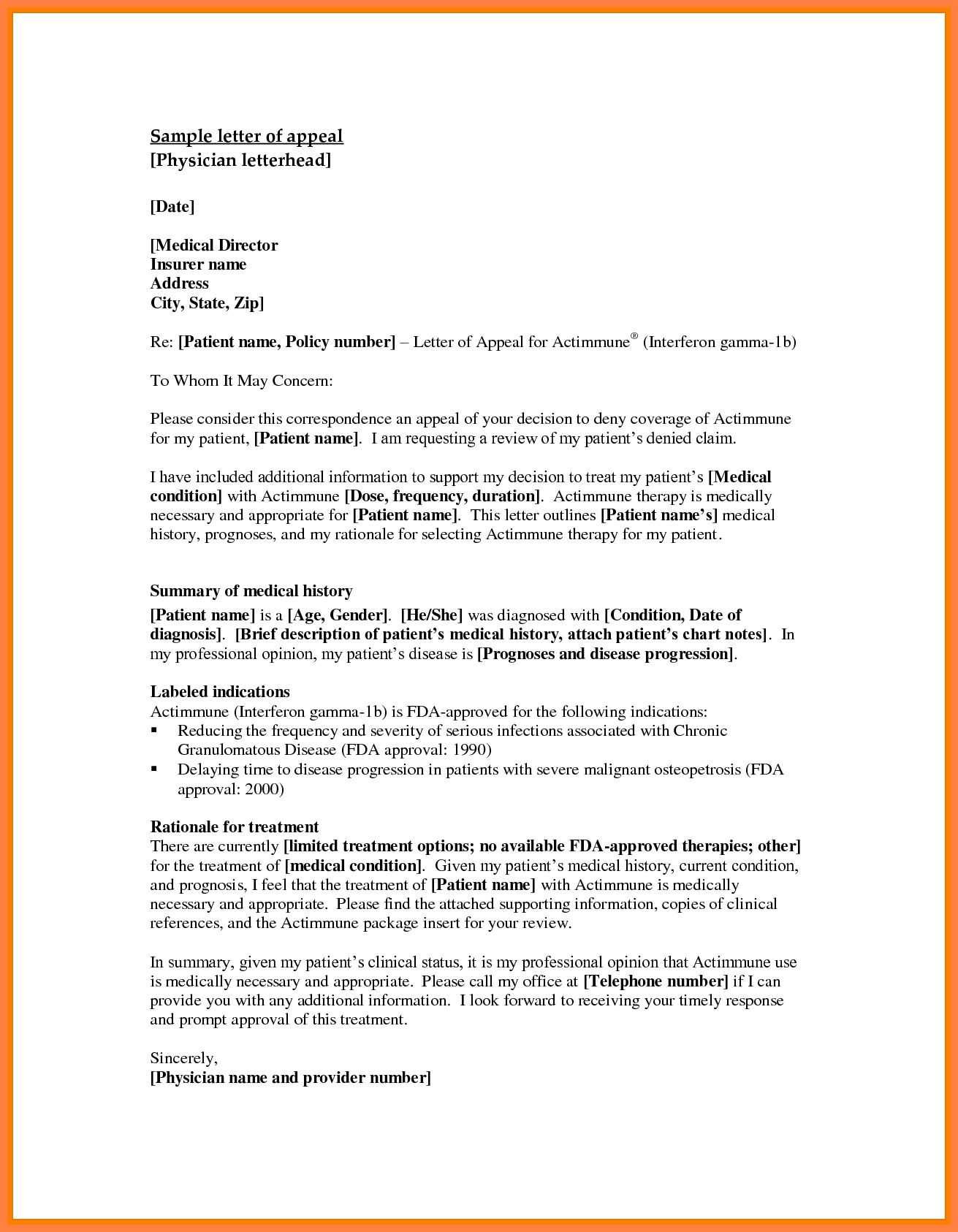 medical necessity appeal letter template