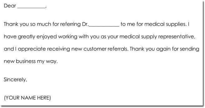 medical referral thank you letter template