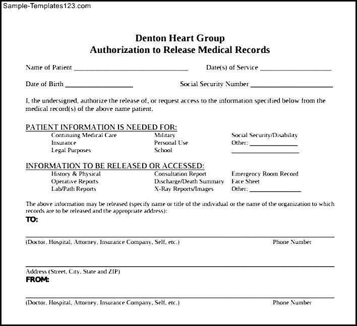 medical release letter template