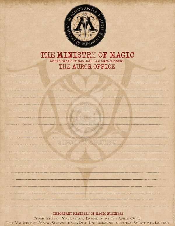 ministry of magic letter template