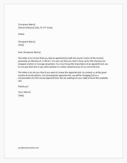 missed appointment letter to patient template