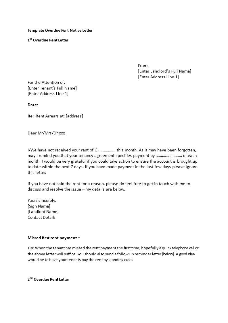 missed payment letter template