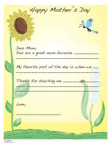 mothers day letter template