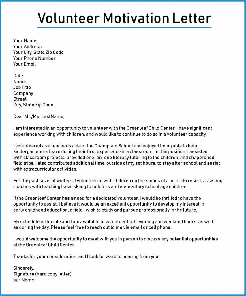 motivation letter templates