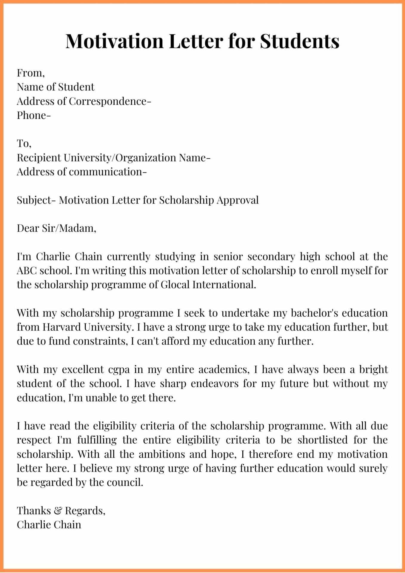 motivation letter templates