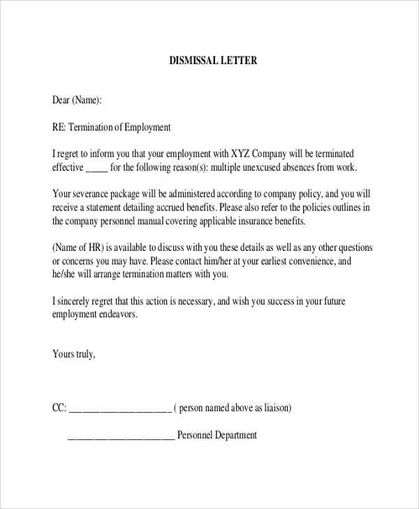 mutual termination of employment letter template