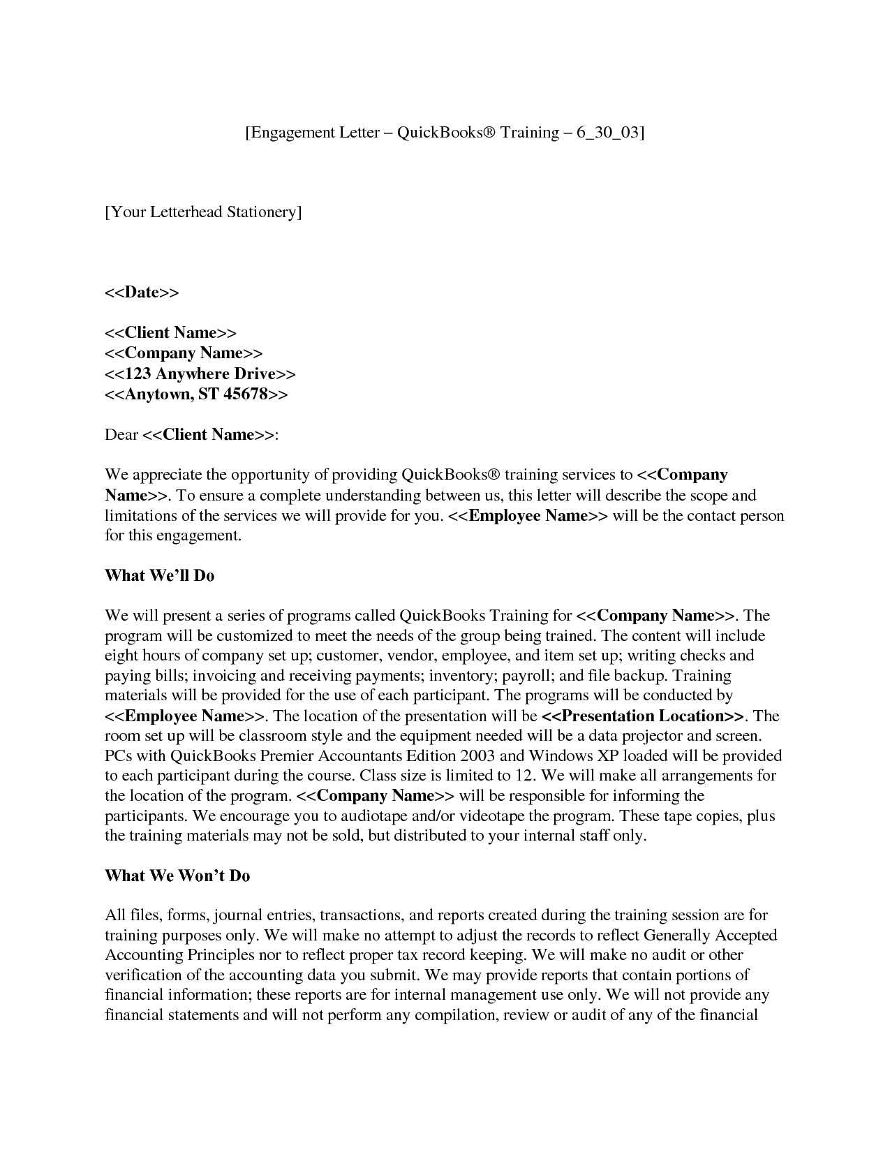 new customer engagement letter template
