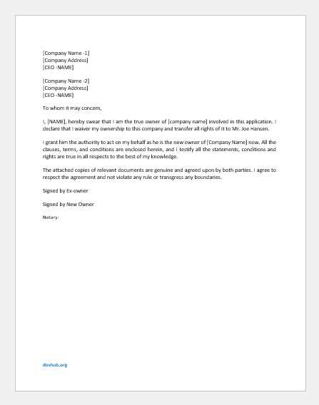 new ownership letter template