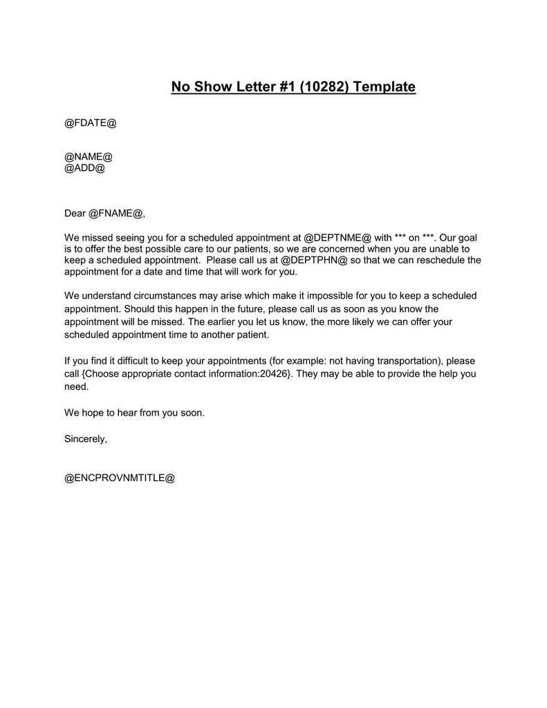 no show letter to patients template