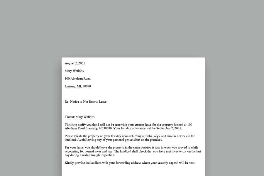 non renewal letter template