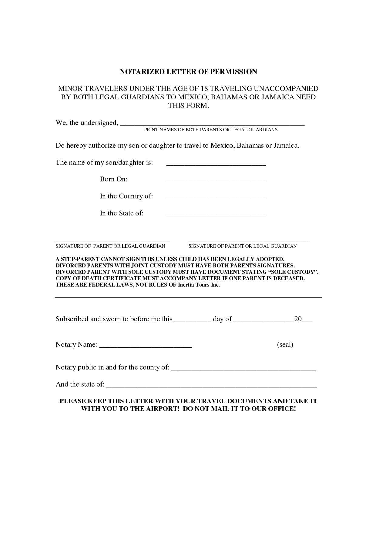 notarized letter template florida