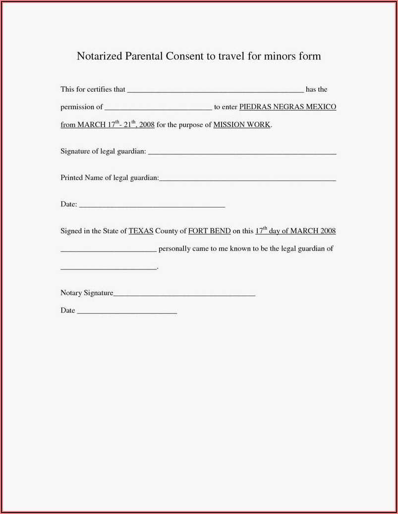 notarized travel consent letter template