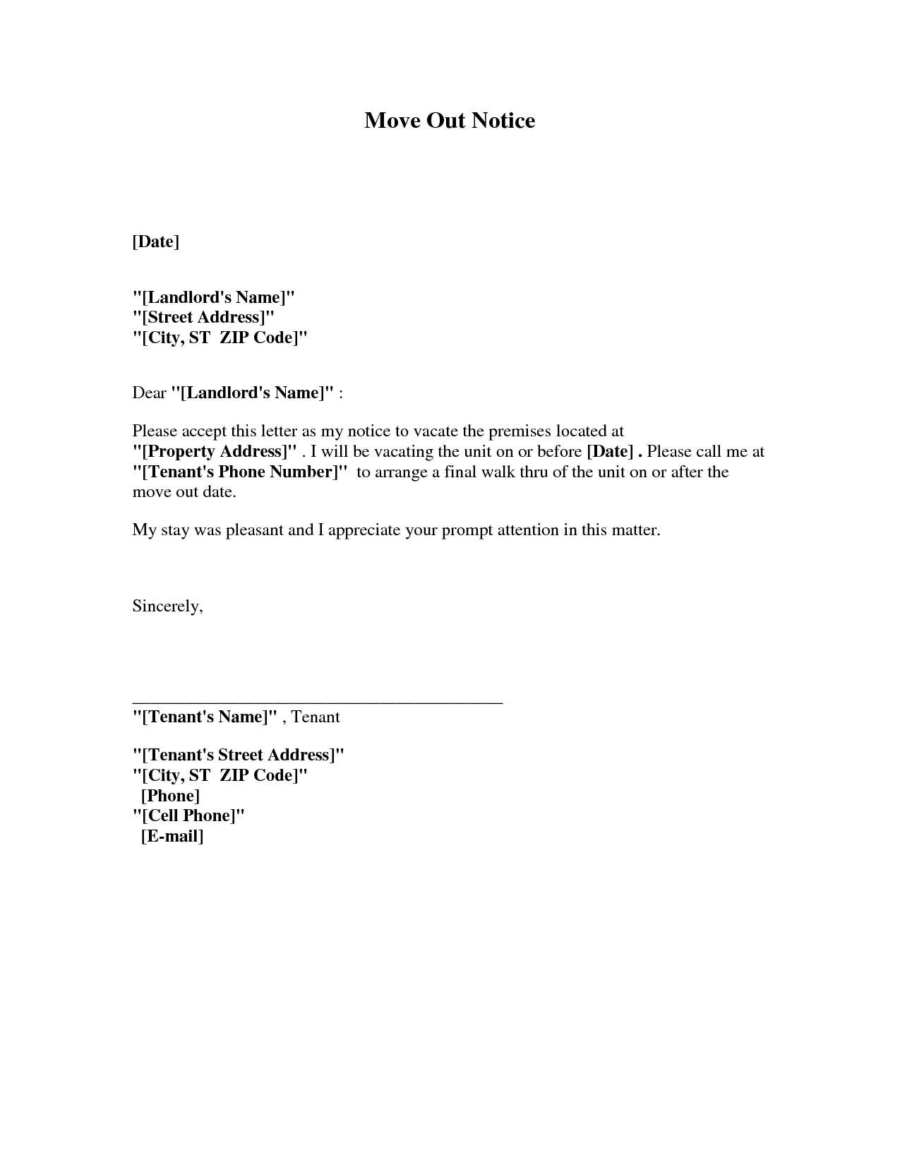 notice letter to landlord template