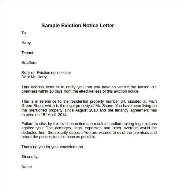 notice of legal action letter template