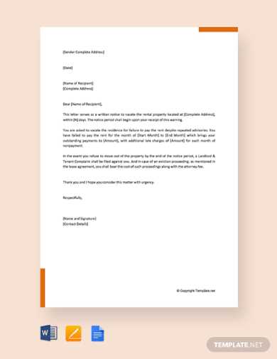 notice to vacate letter template word