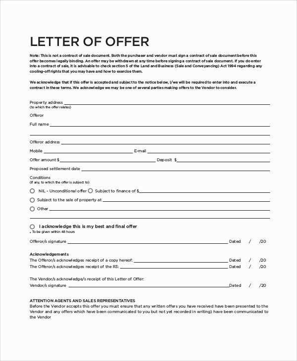 offer letter real estate template