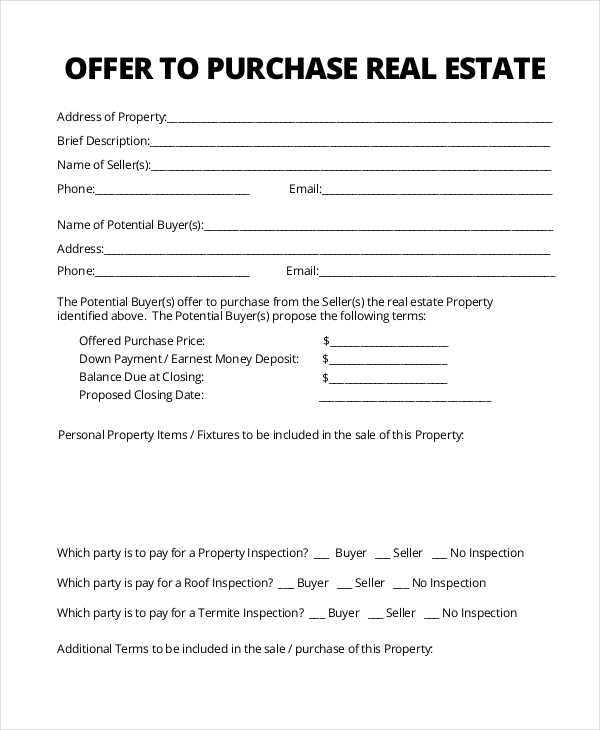 offer to purchase property letter template