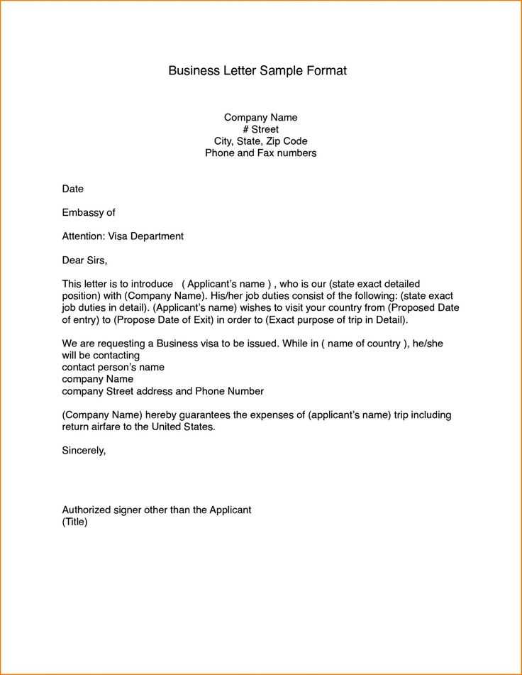 official business letter template