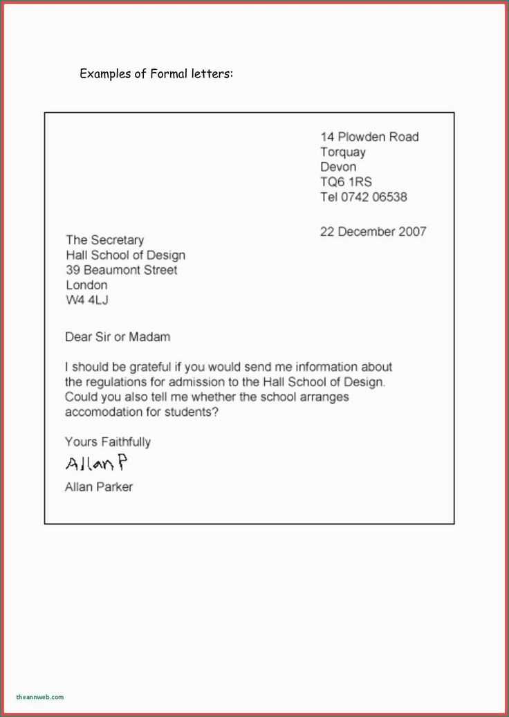 official business letter template