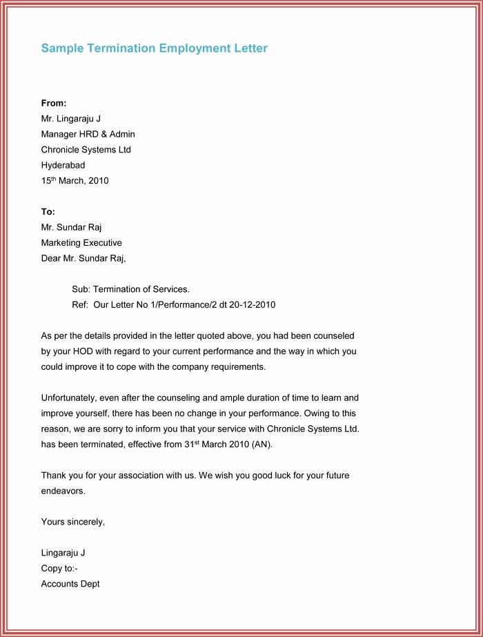 official termination letter template