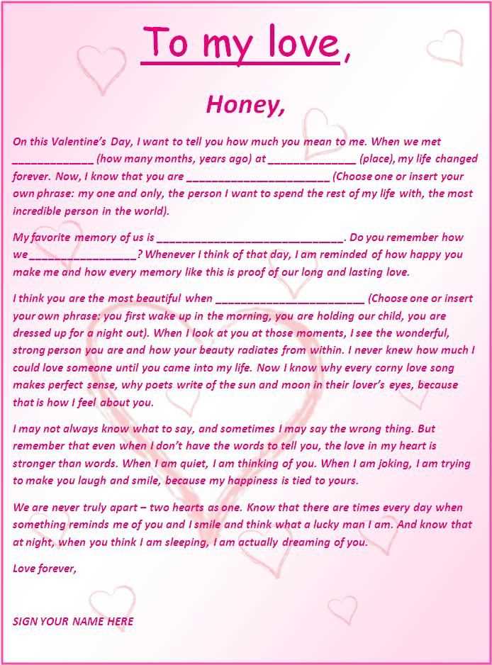 online love letter template
