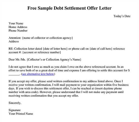 out of court settlement letter template