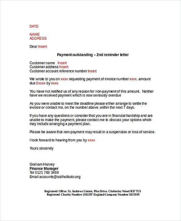 outstanding debt letter template