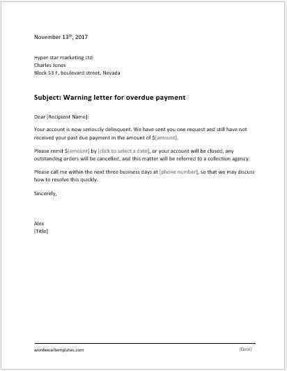 overdue account letter template