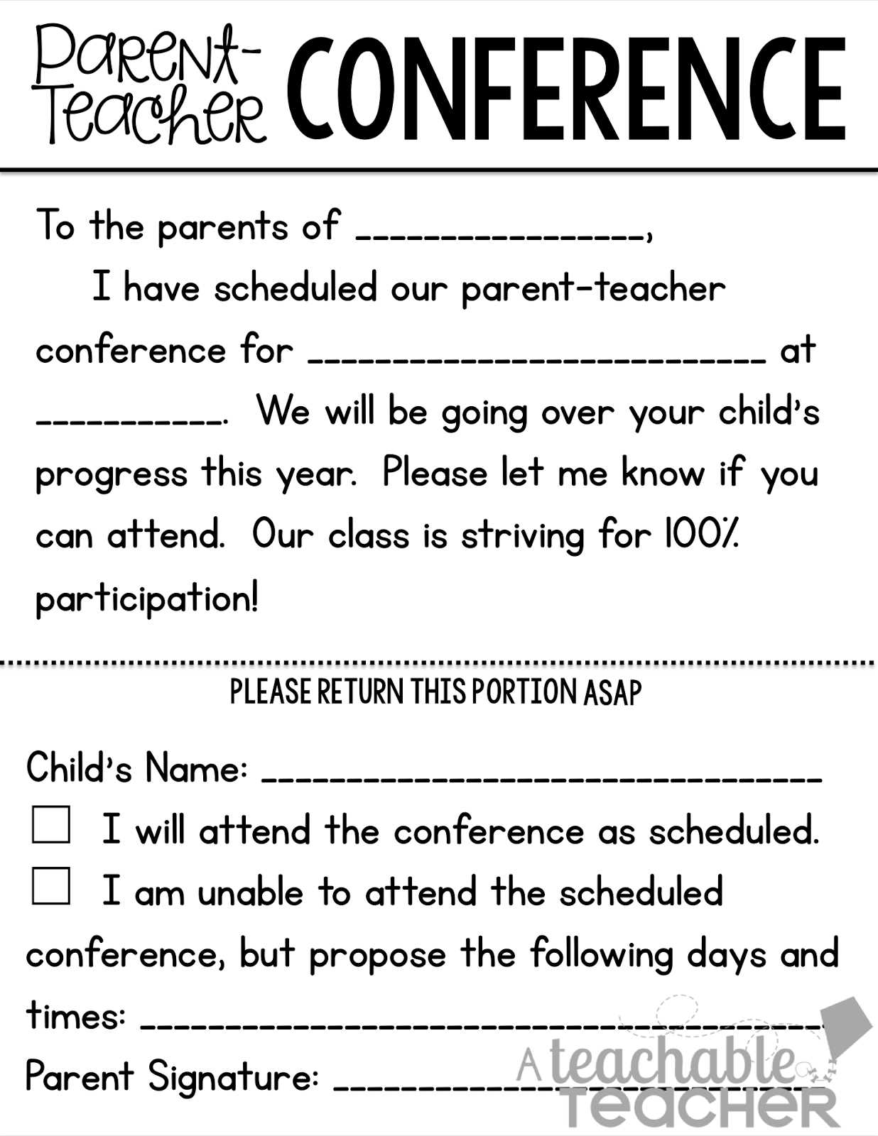 parent conference letter template