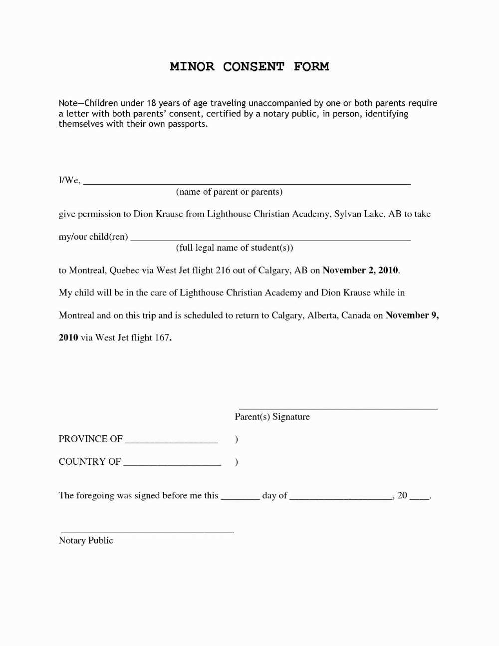 parent permission letter template