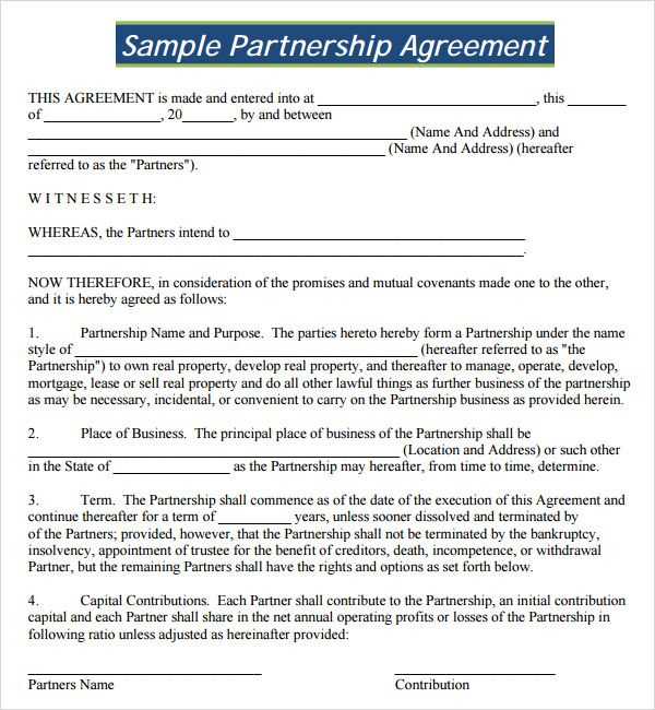 partnership agreement letter template