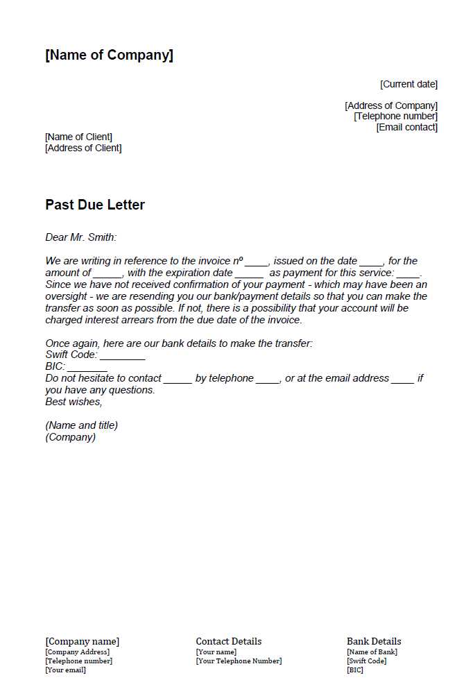 past due letter template word