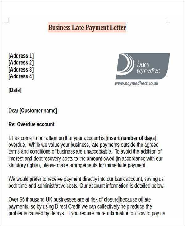 payment arrangement letter template