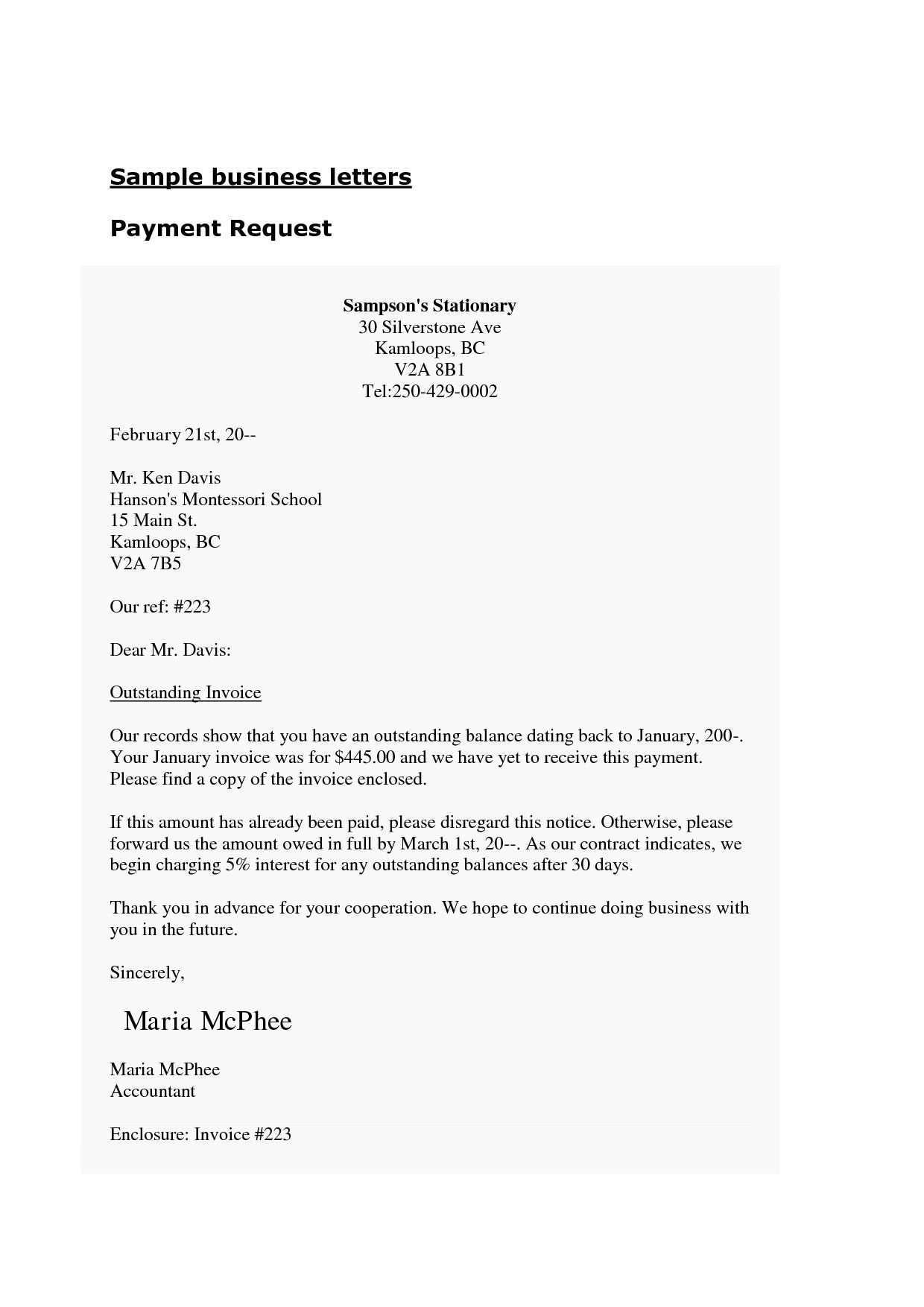 payment enclosed letter template