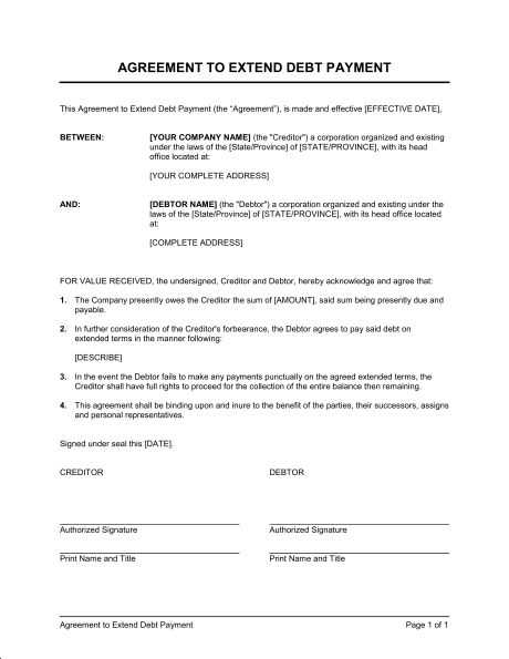 payment plan agreement letter template