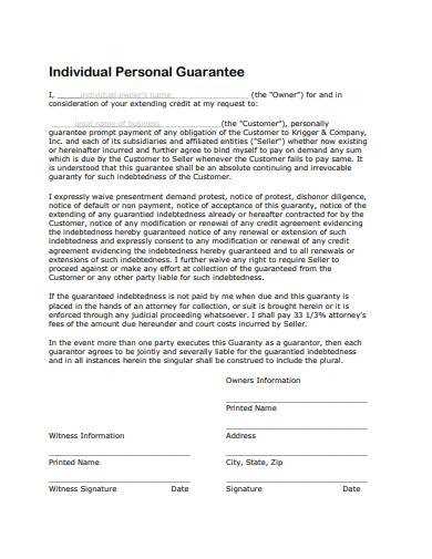 personal guarantee letter template