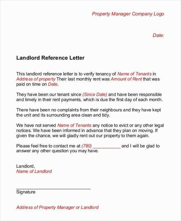 personal reference letter template for apartment