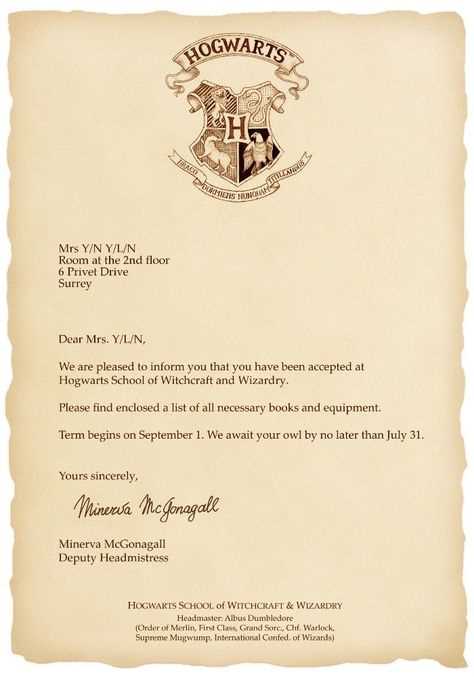 personalized hogwarts acceptance letter template