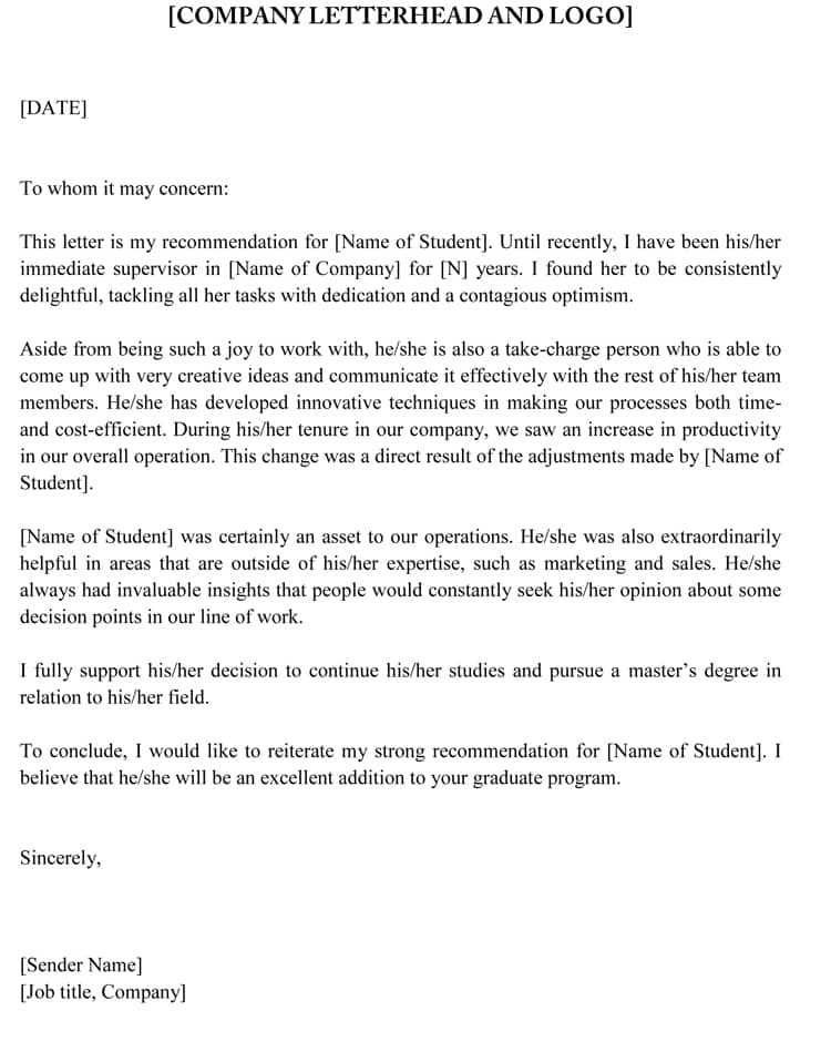 phd letter of recommendation template