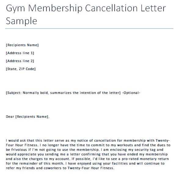 planet fitness membership cancellation letter template