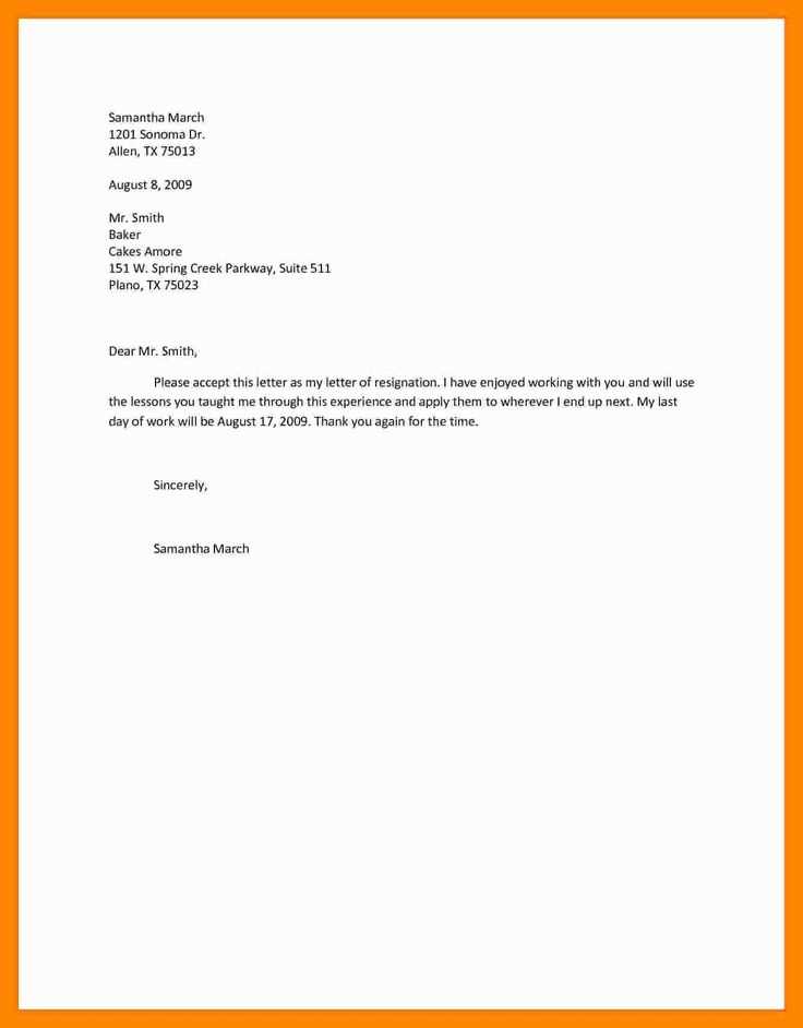 poa resignation letter template