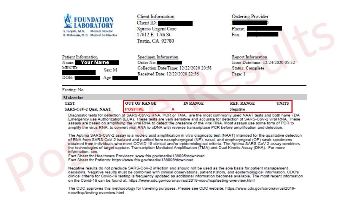 positive covid test results letter cvs template