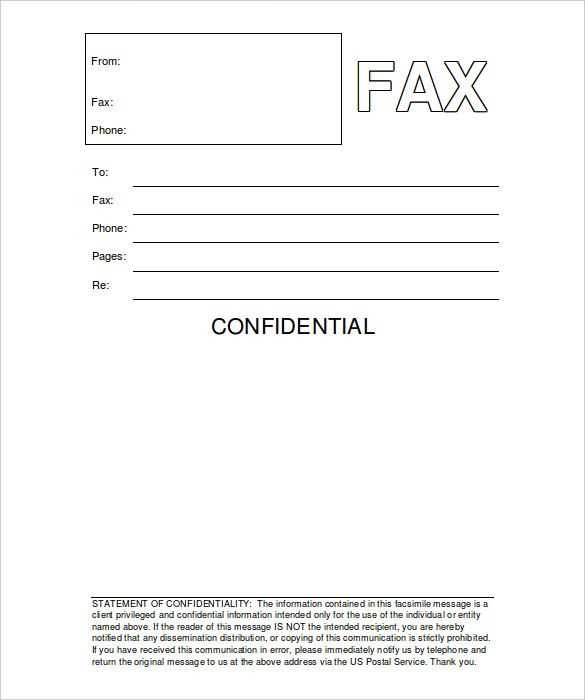 printable fax cover letter template