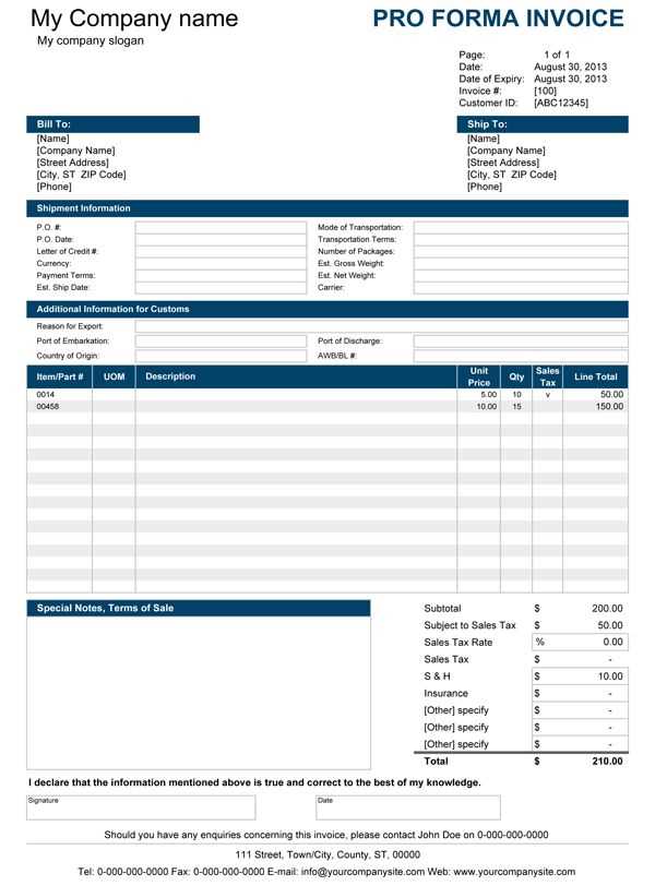 pro forma letter template