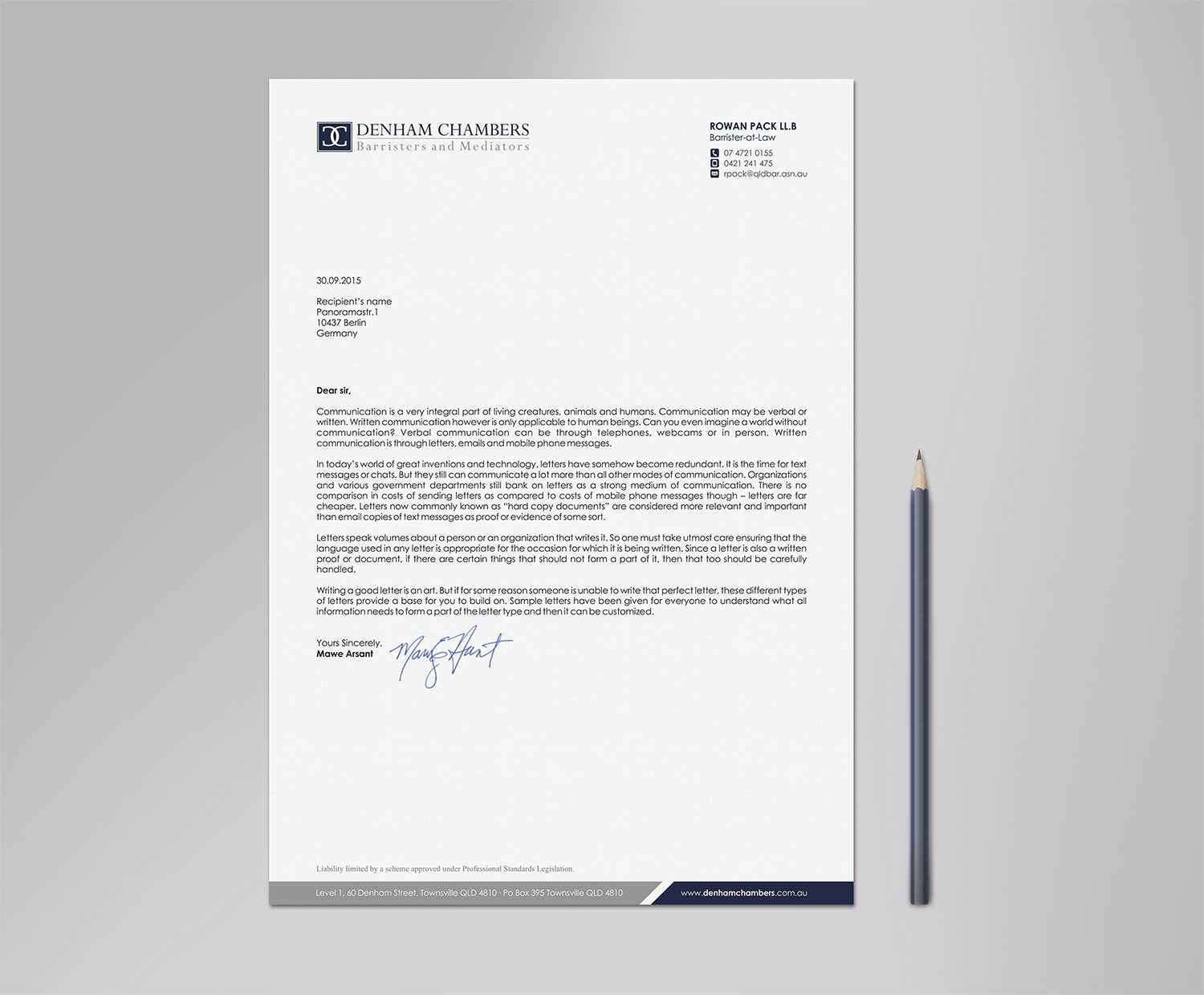 professional legal letter template