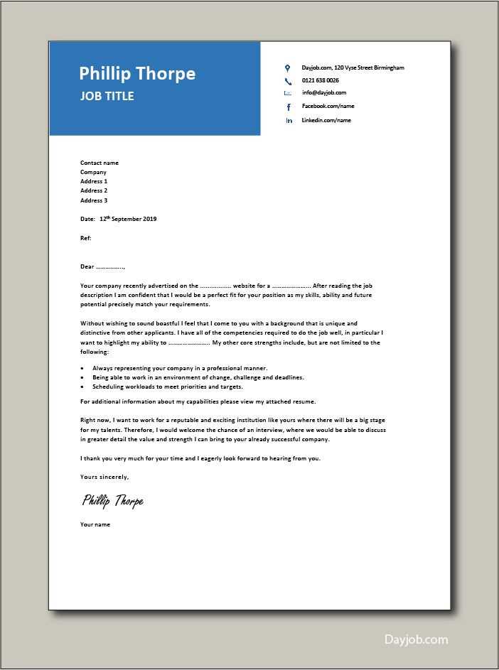 project manager cover letter template word