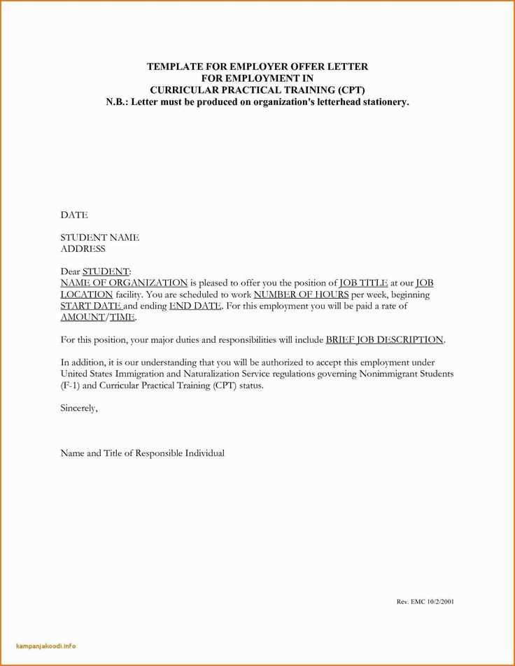 promise of employment letter template